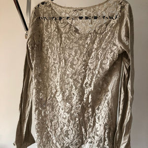 Soft Gray Lace Back Henley